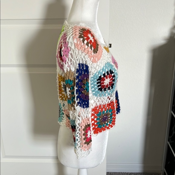 EUC SHEIN Granny Square Colorful Crochet Knit Top Small - Picture 2 of 5
